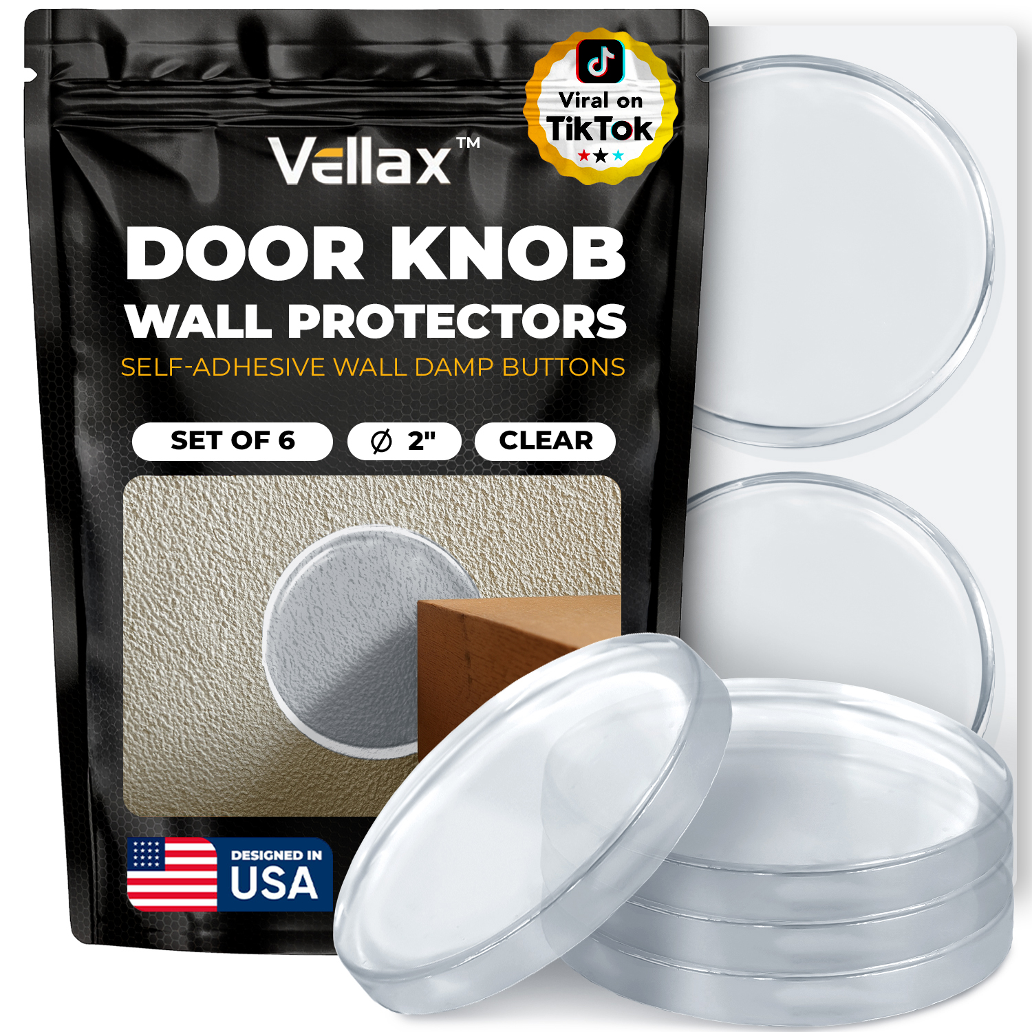 Wall Protectors -  6 Flat Damp Buttons