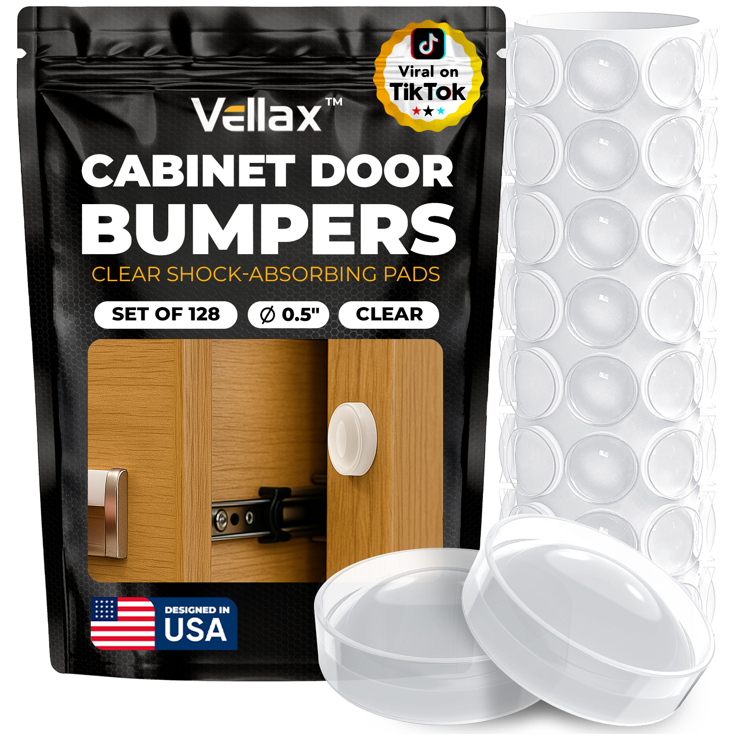 Cabinet Door Bumpers - Flat Dome Pads