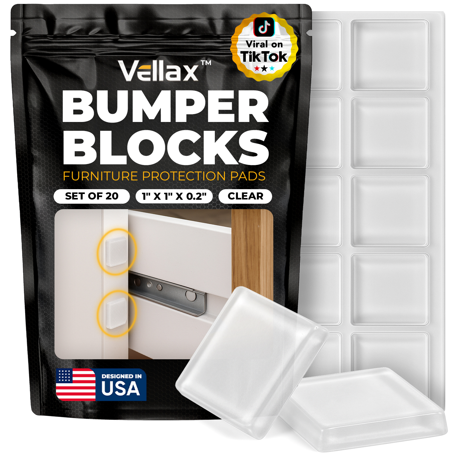 Cabinet Door Bumpers - Square Blocks